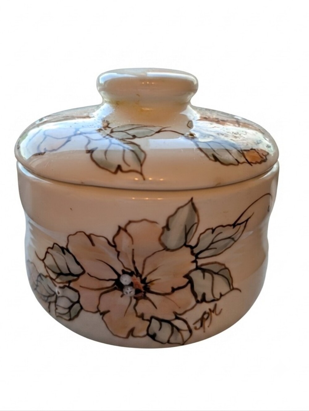Vintage 1970s JP MacRae Studio Pottery Hand Painted Floral Lidded Jar